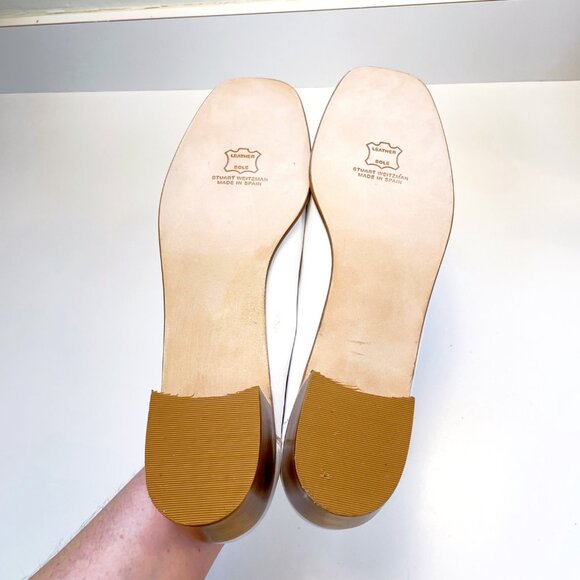 Stuart Weitzman White Beaded Leather Loafer, Size 12 AA - Picture 6 of 10